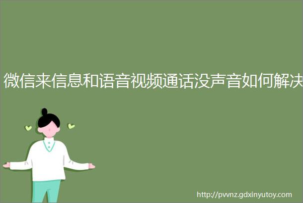 微信来信息和语音视频通话没声音如何解决